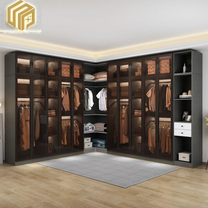Luxury wardrobe, hotel, household bedroom, glass door, simple modern corner, cloakroom, cabinet combination, coat cabinet, insta