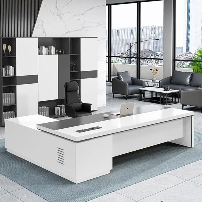 White Set Reception Office Desk Bookshelf Storage Conference European Desk Executive Secretary Mesa Escritorio Modern Furniture