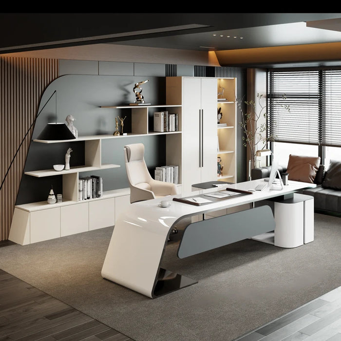 Luxury Corner Office Desk Reception Console Computer L Shape Writing Workbench Executive Drawers Tavolo Da Lavoro Furniture
