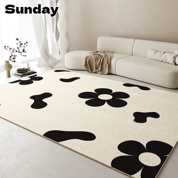Living Room Crystal Velvet Carpet Non-slip Flower Print Area Rug Home Decoration Nordic Washroom Floor Mat Table Large Carpets