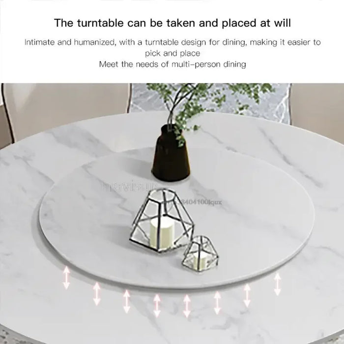 Nordic Large Circle Dining Table With Turntable European Style Modern For Restaurants Cafe Dining Room Furniture