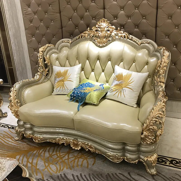 ProCARE classic Luxury champagne golden modern antique European royal style living room sofa sets