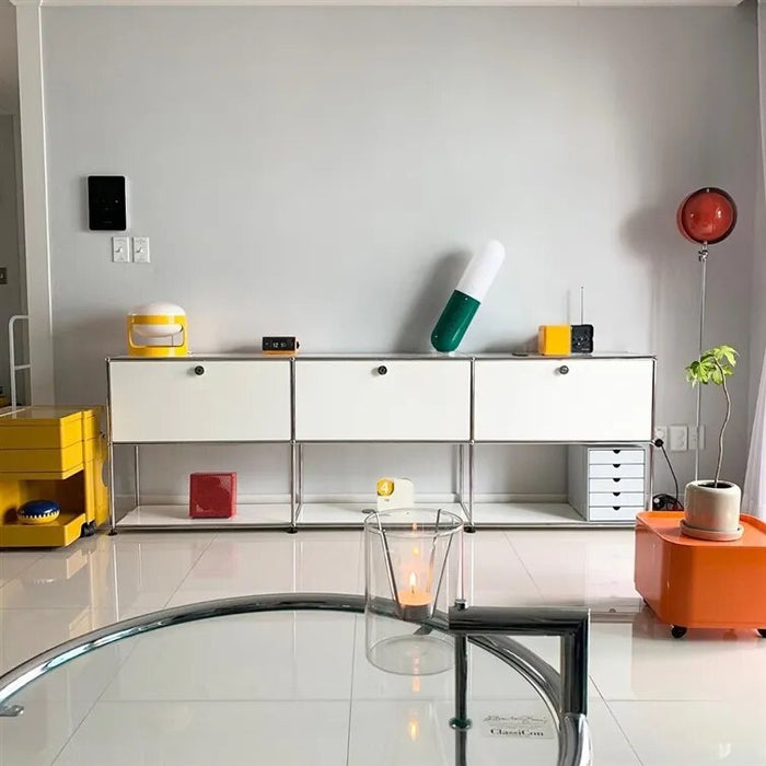 Storage Cabinet with 2/3/6 Haller Nightstand Modular Furniture Bed Side Table Holder Stainless Steel Metal Board for Living Room