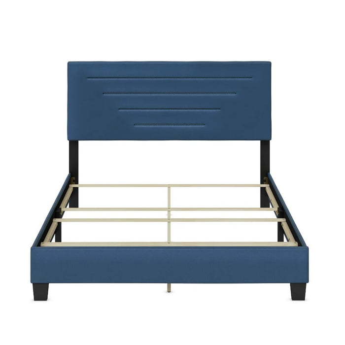 Luxembourg Upholstered Faux Leather Platform Bed, Full, Blue  Bedroom Set  Bedroom Furniture  Bed Frame Queen