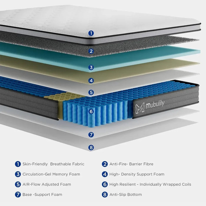 12 Inch Hybrid Mattress in a Box With Gel Memory Foam King Size Bed Mattresses for Sleeping Matress Twin Queen Full Bedroom Home