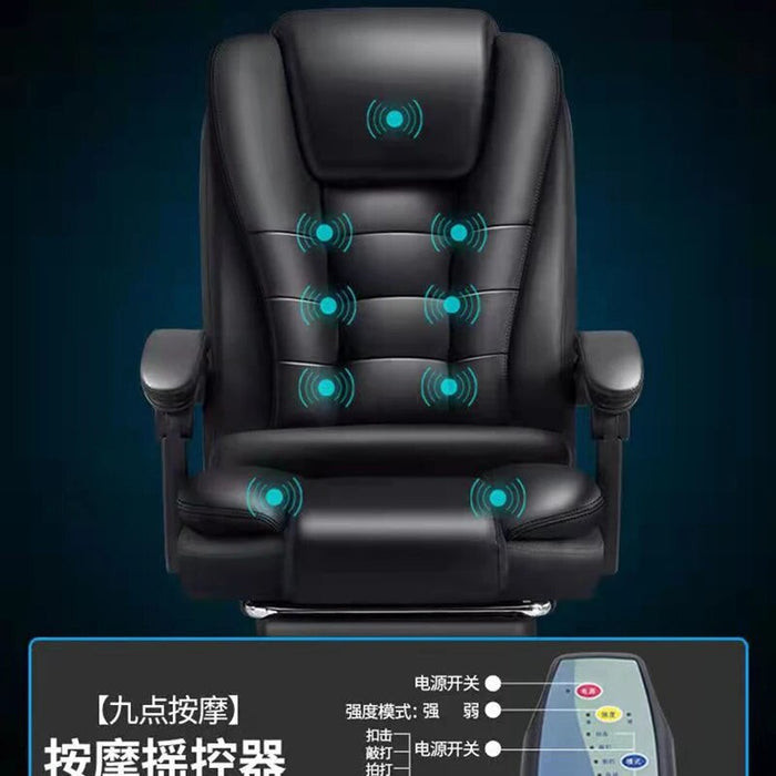 Adjustable Executive Massage Office Chair Reclining High Back Big Tall Leather Ergonomic Swivel Task Chair Footrest Furniture