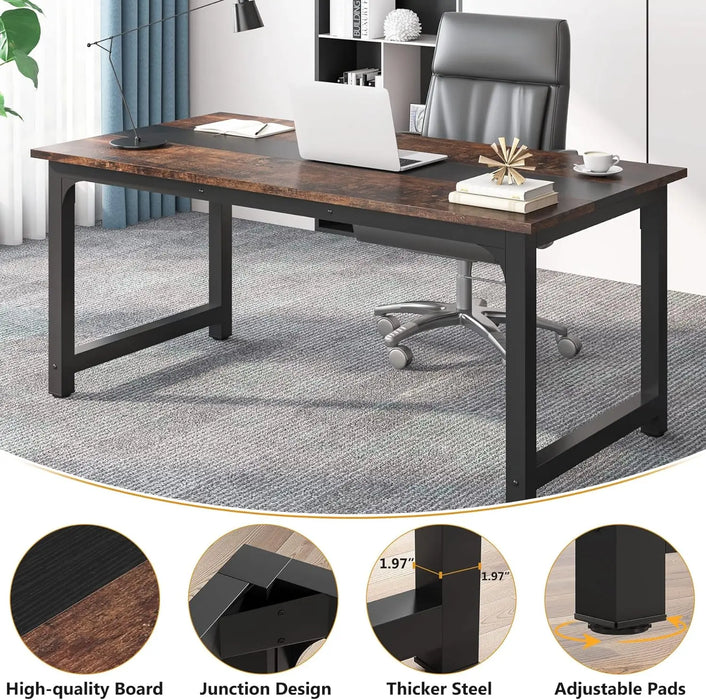 Tribesigns 63” Executive Desk, Large Office Computer Desk with Thicken Frame, Modern Simple Workstation Business Furniture