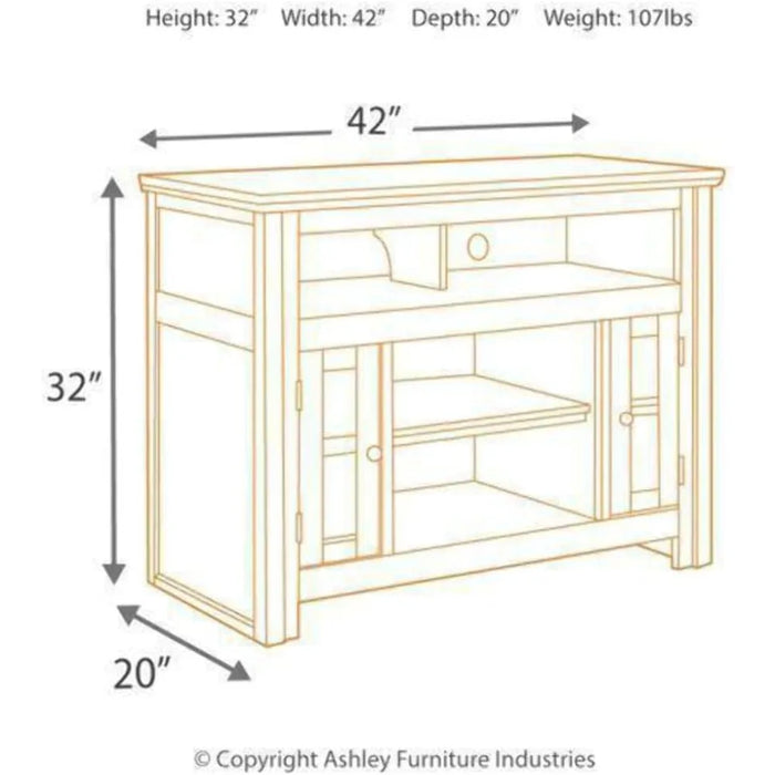 TV Stand Traditional TV Stand Fits Under 40", Adjustable Shelf & 2 Lockers, Brown