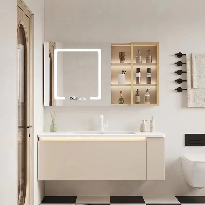 Solid Wood Cabinets Modern Smart Mirror Integrated Bwashbasin Bathroom Vanity Cabinet With Sink Home Furniture