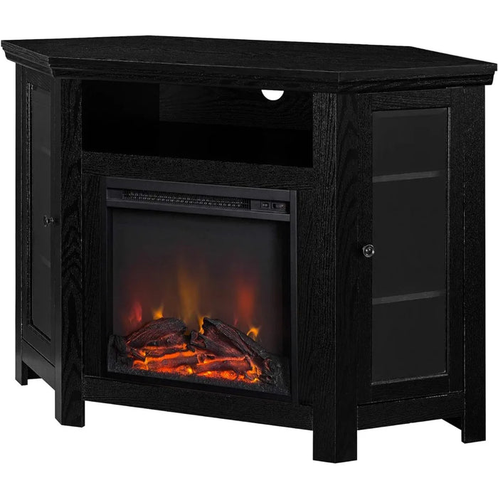 TV cabinet, classic glass door fireplace corner TV bracket, suitable for 55 inch black TV cabinet