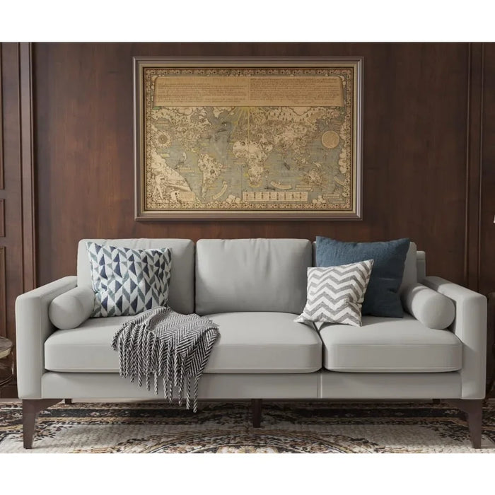 Upholstered Modern Living Room Sofa, Two-seater Sofa with Sturdy Wooden Feet, No Assembly Required