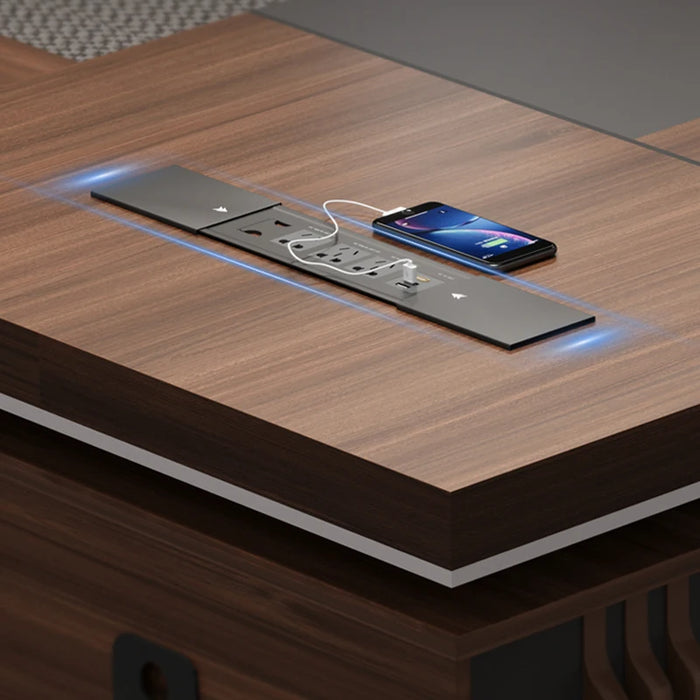 Customized Office Boss Desk Combination Bookshelf General Furniture Manager Office President Desk Simple Modern Office Desk
