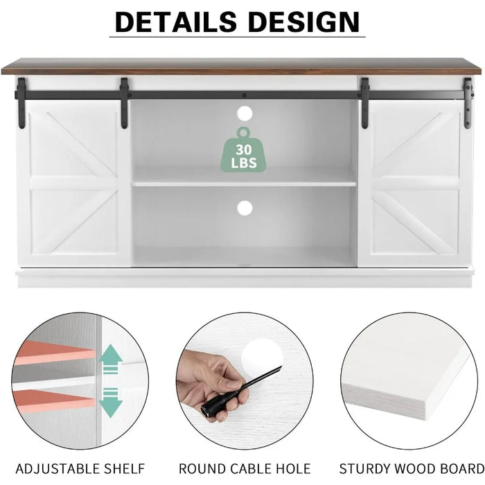 58 Inch Living Room Furniture for Tv Stands Farmhouse TV Stand and Entertainment Center for Televisions Up to 65 Inchs Home