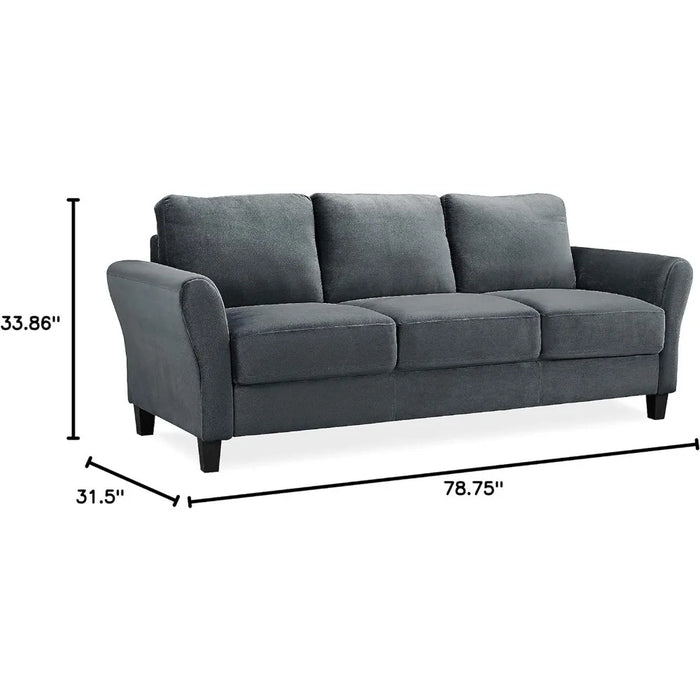 80.7" W X 31.1" D X 32.3" H Living Room Sofas for Home Dark Grey Sofa Bed Furniture
