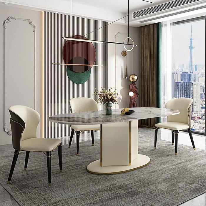 Rock Slab Dining Table Modern Minimalist And Luxury Rectangular Table And Chair Combination For Small Apartment Indoor Furniture