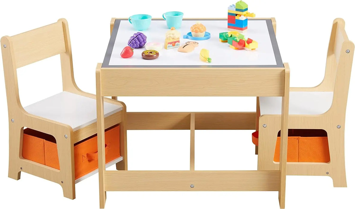 Kids Table and Chair Set,Storage Drawer for Toddlers Drawing,  2 in 1 Detachable Tabletop Table and Chair Set for Home