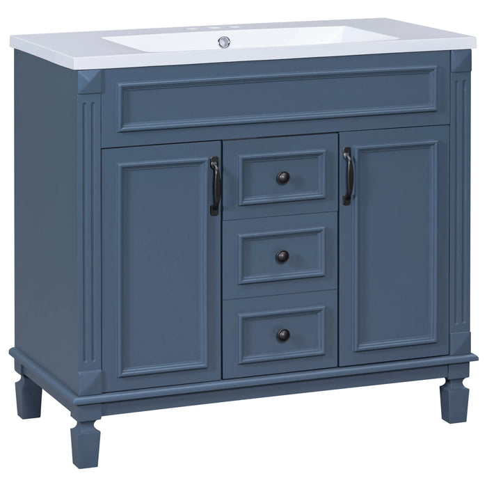 36'' Bathroom Vanity with Top Sink, Modern Bathroom Storage Cabinet with 2 Soft Closing Doors and 2 Drawers, Single Sink Bathroo