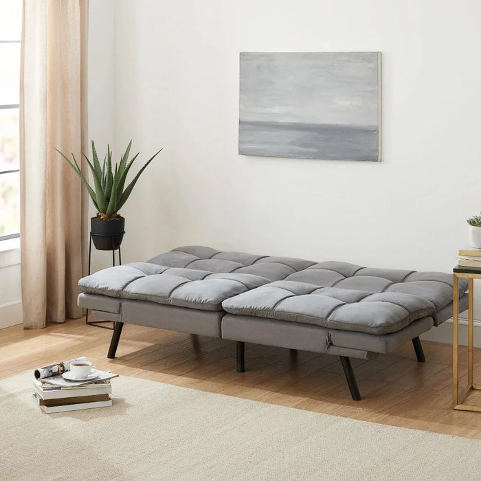 Memory Foam Futon, Gray Faux Suede