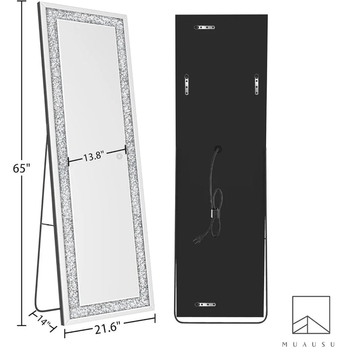 Full-body Mirror Bathroom Crystal Full Length Mirror With Lights Floor Mirrors Wall Large Vanity Shower Toilet Fixture Home