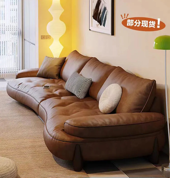 Extreme Faction Leather Sofa Home Living Room Modern Brown Retro Italian Minimalist Designer Small Household Creative Sofa