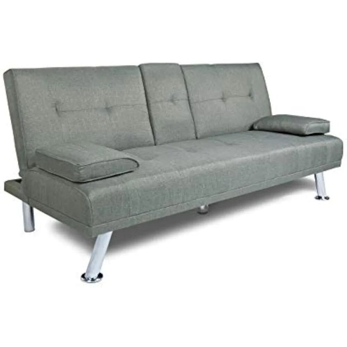 Modern Sofa Convertible Sleeper Couch Bed For Living Room Apartment Small Space Furniture Sets With 2 Cup Holders Metal Legs