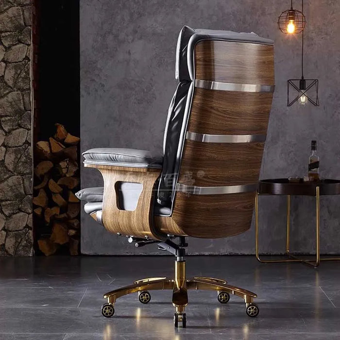 Boss Gamer Genuine Leather Office Chairs Solid Wood Office Chair Swivel High End Business Armchair Silla Gaming Office Furniture