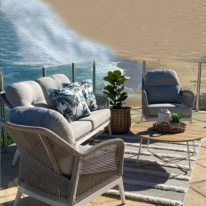 Creative Metal Rattan Outdoor Chairs Nordic Waterproof Hotel Courtyard Beach Chair Home High Back Sofa Chair Outdoor Furniture