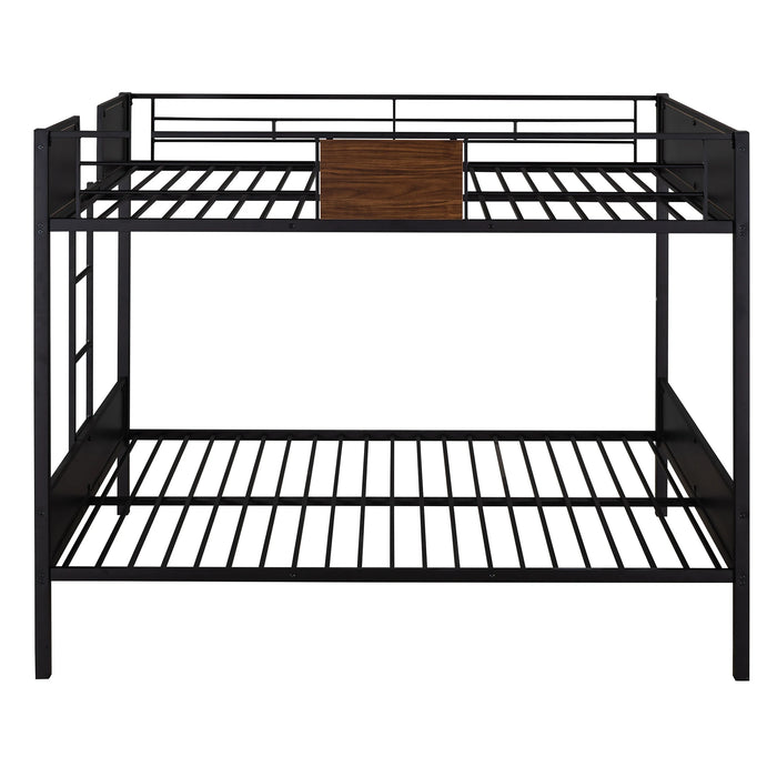 Bunk Bed Modern Style Steel Frame Bunk Bed with Safety Rail, Built-in Ladder for Bedroom