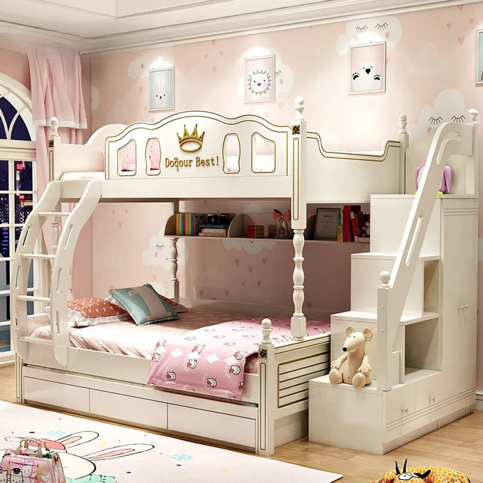 American Style Children Beds Bunk Solid Wood Luxury High Children Beds Space Saving Camas De Dormitorio Bedroom Furniture