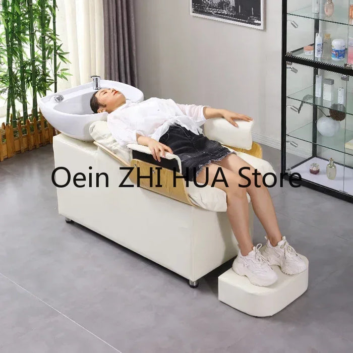 Barber Shop Hair Salon Shampoo Chairs Bed Head Spa Massage Lounge Shampoo Chairs Beauty Hairdressing Sillas Furniture QF50SC