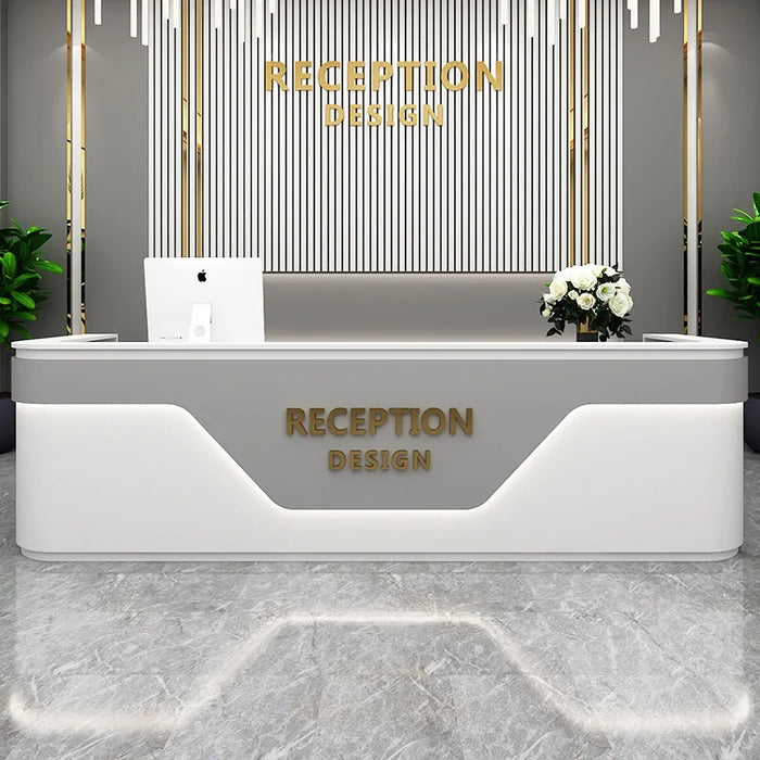 Office White Reception Desks Conference Shelf Front Commercial Display Reception Desks Hotel Meuble De Reception Furniture