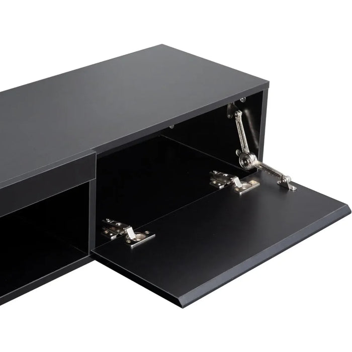 TV Bench 70" Wall Mounted with 16-Color LED Lights and 2 Doors, 63" Modern Entertainment Center Media Console, Black