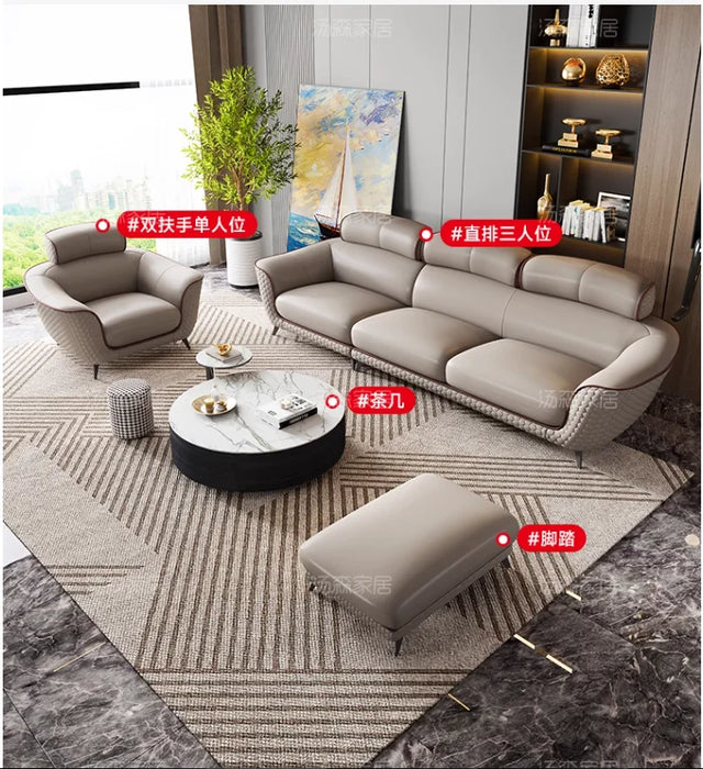 Light luxury leather sofa living room very simple modern size apartment furniture high-end first layer cowhide sofa