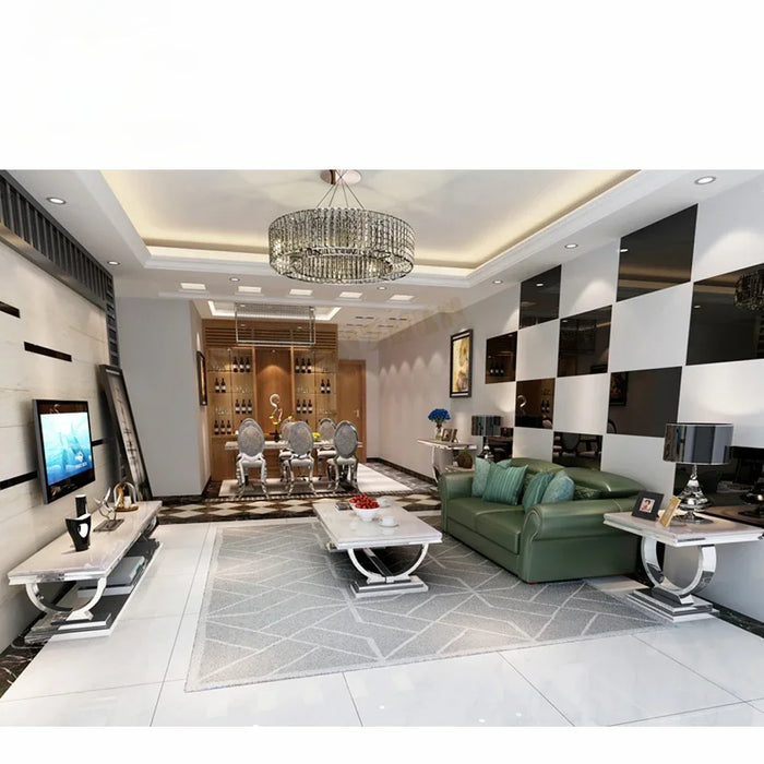 New Hot Sale Restaurant Furniture Metal Dining Room Set Dining Table Set Marble Dining Table With 6 Chairs Set