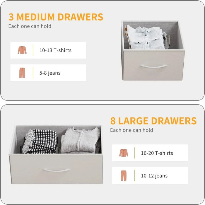 Steel Frame Vanity Desk Hooks Dressing Table Fabric Storage Drawer Toiletries Dresser for Bedroom With 11 Drawer Furnitures Home