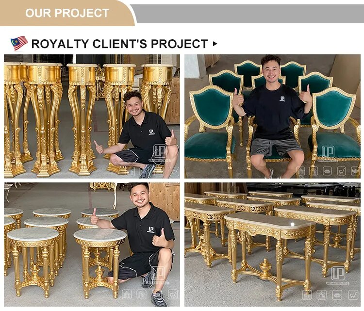 Classic Antique Living Room Furniture French Style Golden Wooden Sofa Set Royal Victorian Furniture Sofa Set