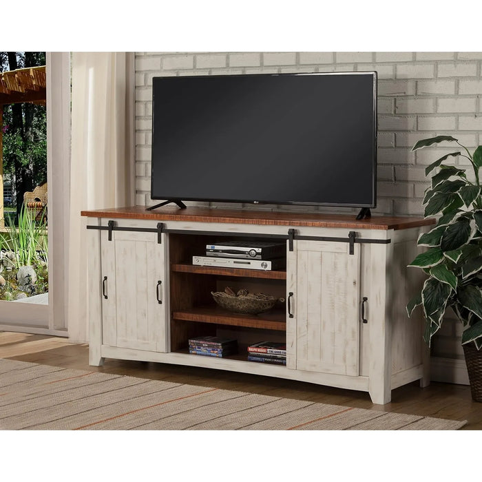 Martin Svensson Home Taos 70" TV Stand | Antique White & Aged Distressed Pine