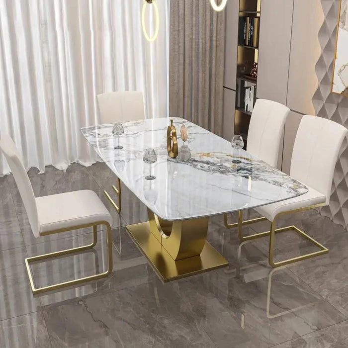 Northern European Light Luxury Rock Board Table White Hotel Combination Creative Dining Mesa De Cozinha Minimalist Furniture