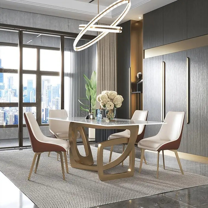 Imported Rock Board Dining Table Designer Creative Light Luxury High-end Villa Restaurant Home Dining Table And Chair Set