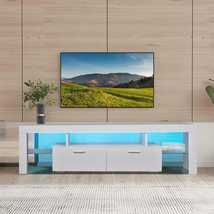 Modern TV Stand With Storage Drawer and Glass Shelf for Living Room Home Furniture Bedroom White Cabinet Table Stands