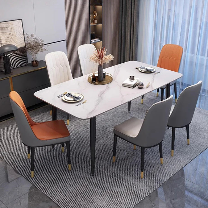 European High Luxury Dining Table Long Family Metal Italian Chairs Dining Table Coffee Marble Mesas De Jantar Ornaments Decor