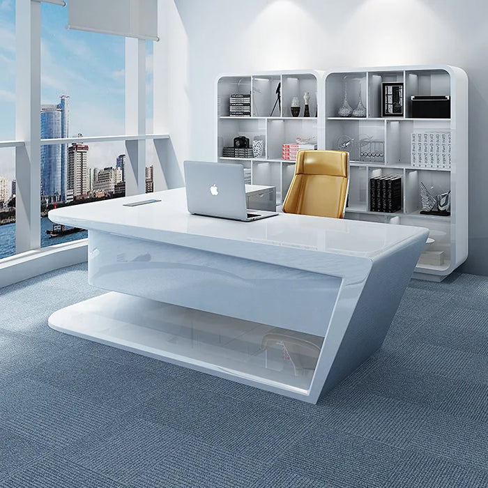Office Furniture Corner Boss Desk Simple Modern White Paint Manager Desk