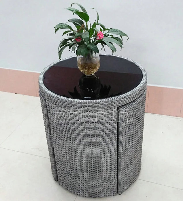 Balcony Restaurant Rattan Hide Chair Outdoor Dining Table Set Wicker Garden Table Chair Three-Piece Wicker Furniture