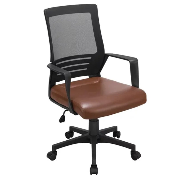 SMILE MART Adjustable Midback Ergonomic Mesh Swivel Office Chair with Lumbar Support, Brown Seat computer chair