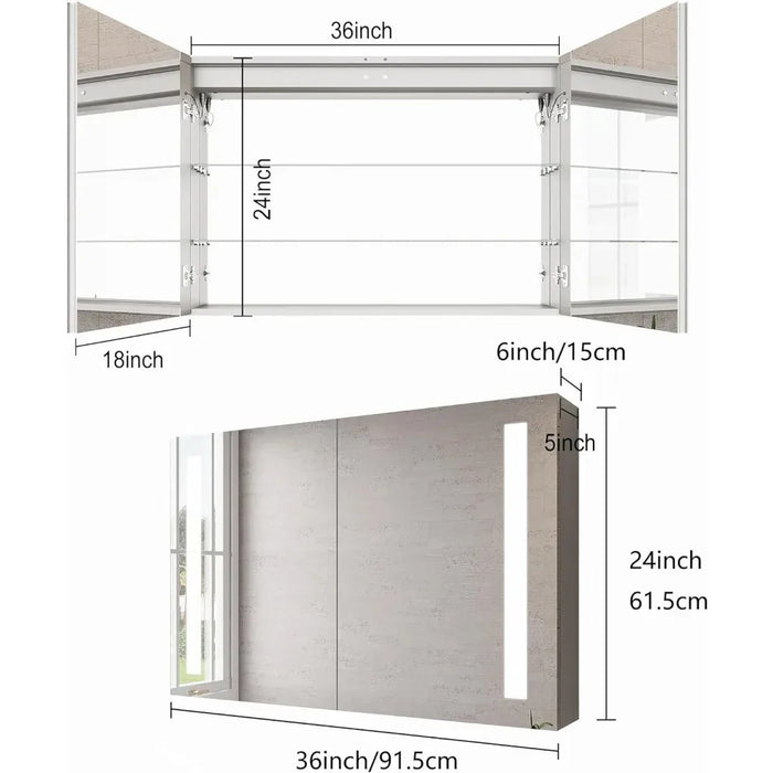 Led Mirror Bathroom Mirrors Aluminum Bathroom Cabinet With Sensor Switch Double Door Surface Mount Adjustable Shelf Fixture Home