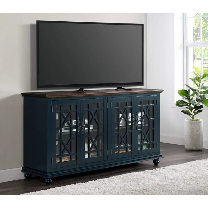 63" W X 35" H Tv Cabinet Palisades TV Stand Catalina Blue With Coffee Top Freight Free Living Room Furniture Home