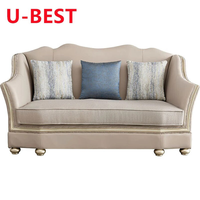 U-BEST Set Furniture Leather Home Luxury Couch Sofas 1 Recliner Sets Sala Nordic Three Seats One French Style Living Room Sofa