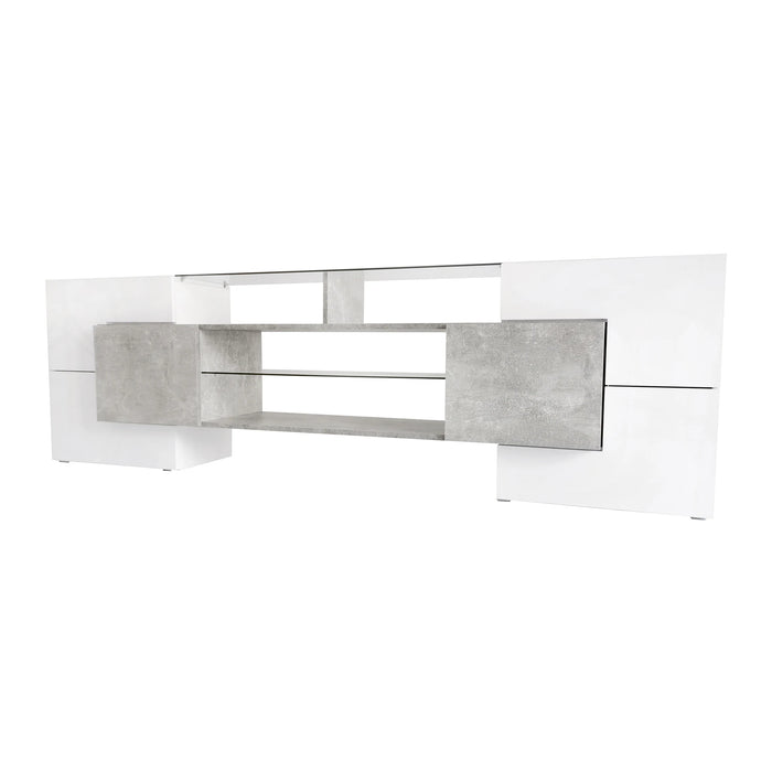 TV Stand for TVs Up to 80" with 2 Illuminated Glass Shelves , Versatile TV Cabinet with LED Color Changing Lights