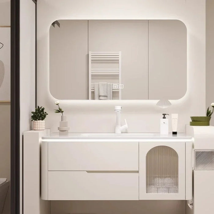 Modern Simple Oak Bathroom Cabinet Smart Mirror Integrated Ceramic Washbasin Bathroom Vanity Cabinet Sink Bathroom Furniture