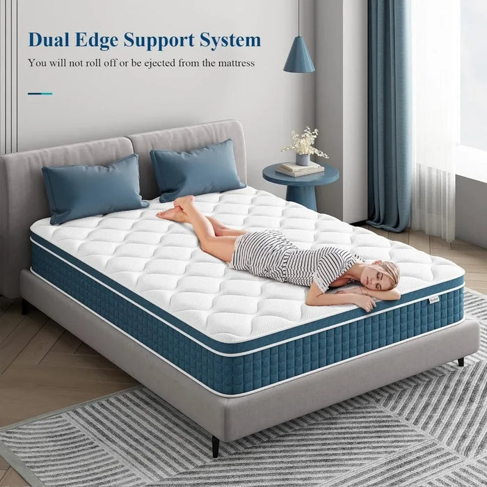 Queen Mattress 10", Hybrid Queen Mattress, Stress Relief Memory Foam, Breathable, Medium Firmness Mattress, Boxed Large Mattress